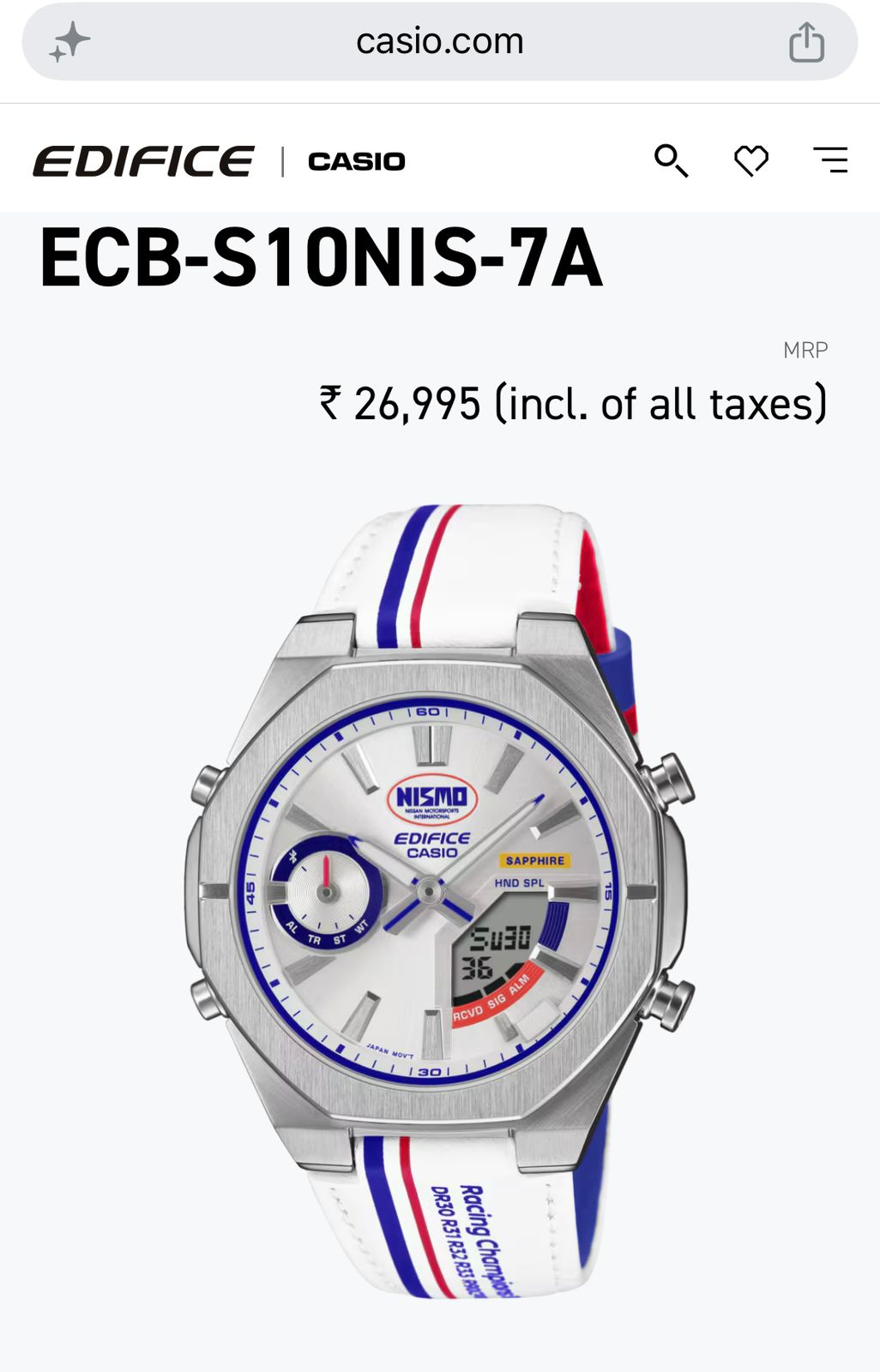 Casio Edifice NISMO Heritage ECB-S10NIS-7A Premium Racing Edition Watc