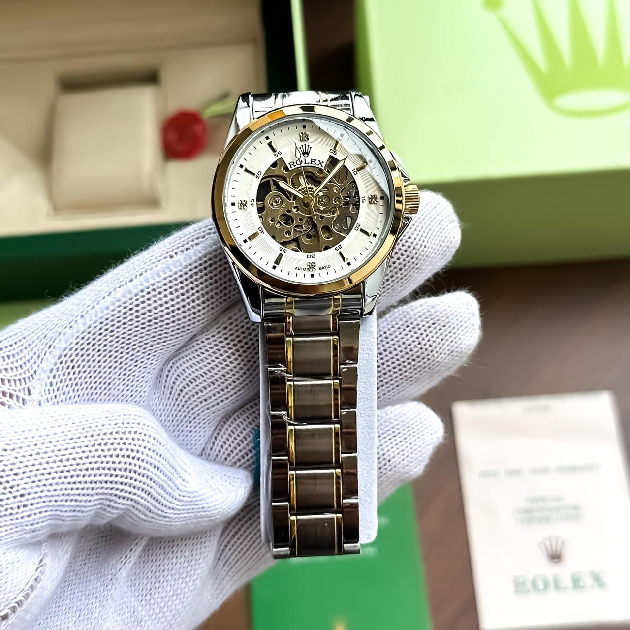 Rolex Automatic Silver Two-Tone White Dial Luxury Watch for Men