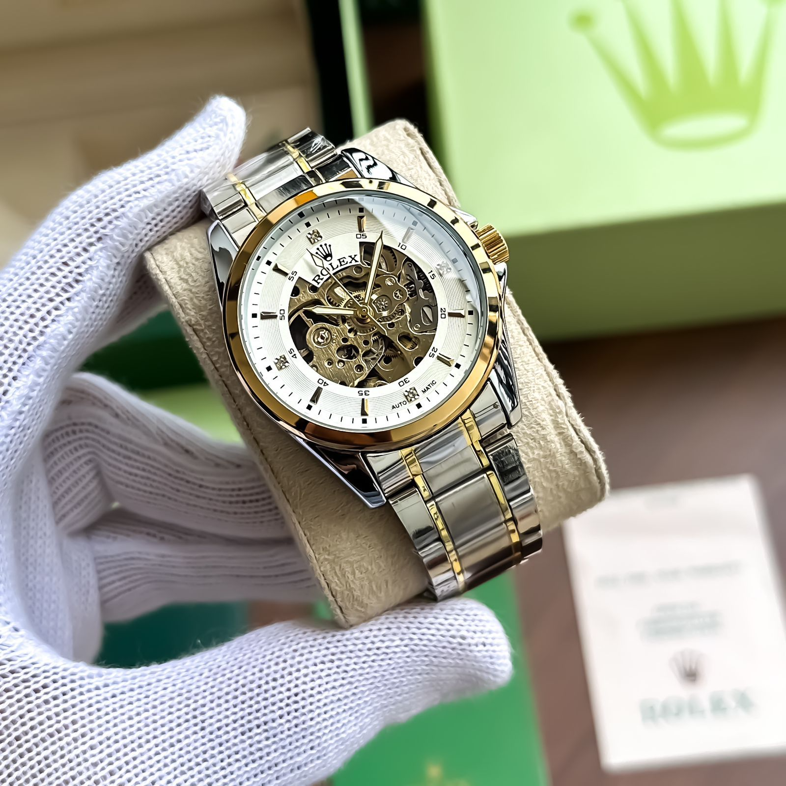 Rolex Automatic Silver Two-Tone White Dial Luxury Watch for Men