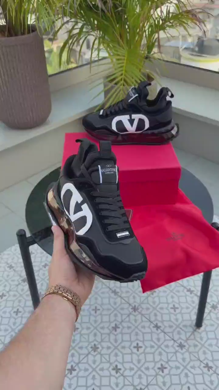Valentino Garavani VLogo Pace Luxury Black Suede and Matte Sneakers