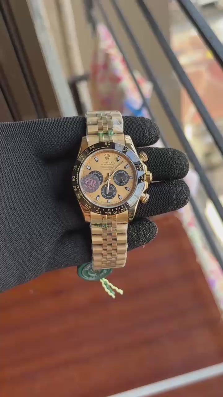Rolex Cosmograph Daytona Gold Dial Stainless Steel Luxury Men's Watch