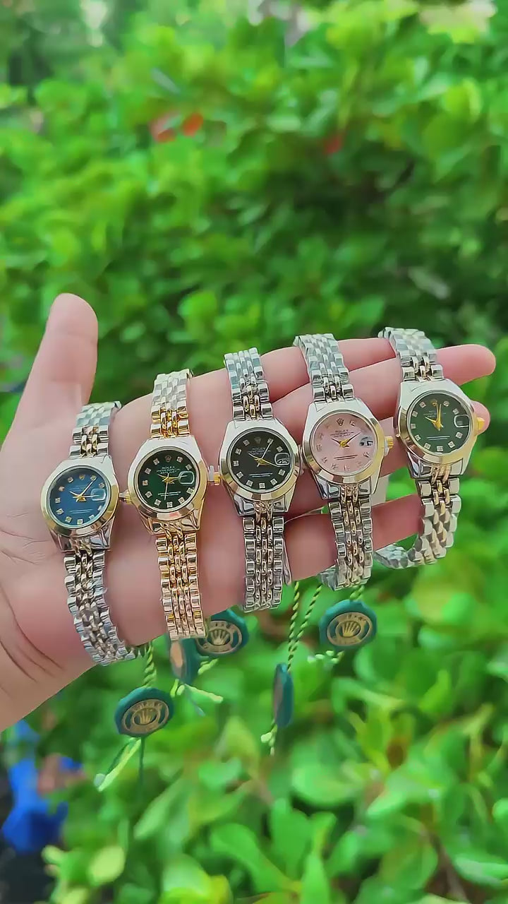 Luxury Diamond Dial Ladies Watch – Silver & Gold Premium Bracelet Collection