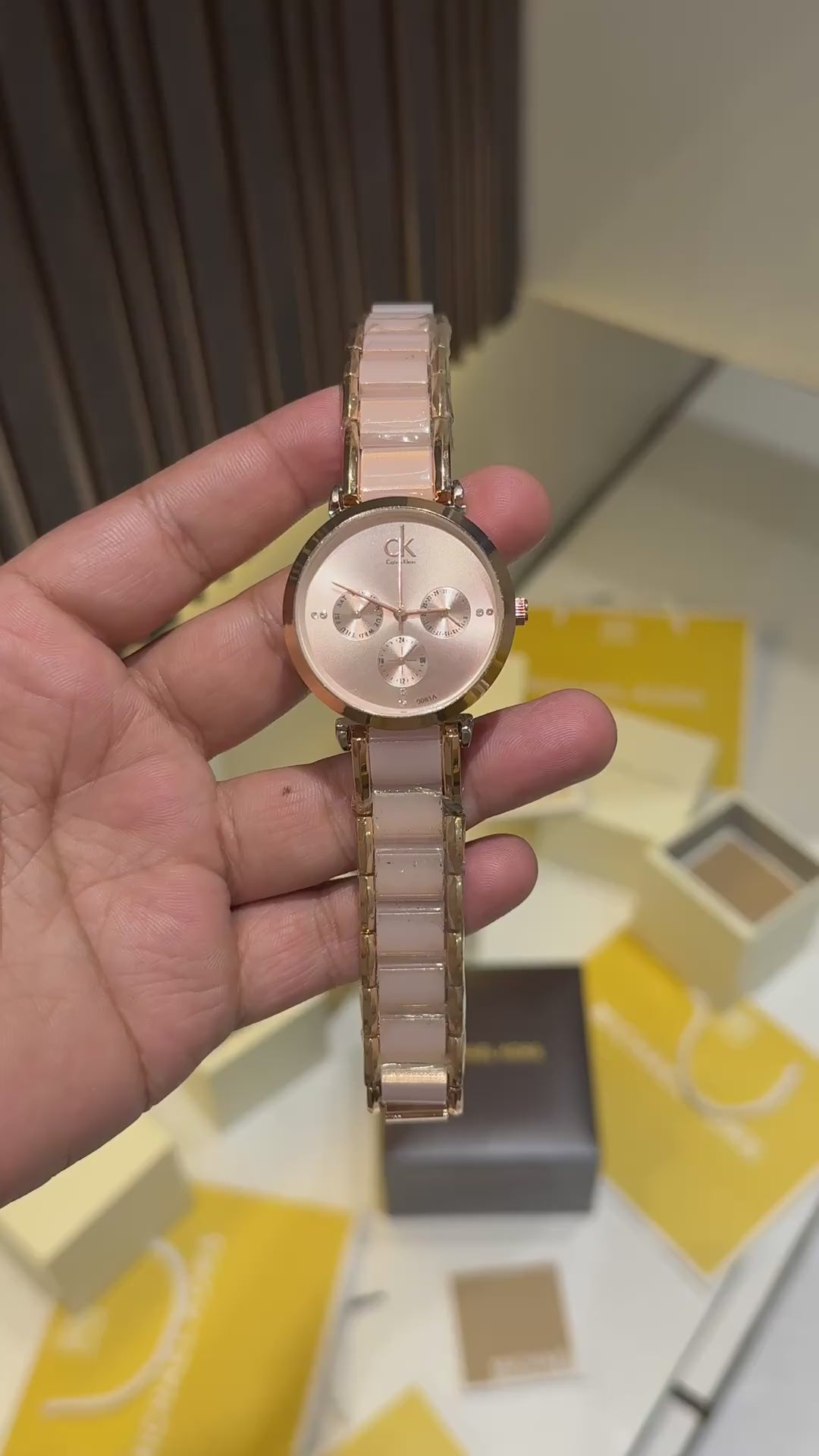 Calvin Klein Multi-Function Rose Gold Transparent Strap Ladies Watch