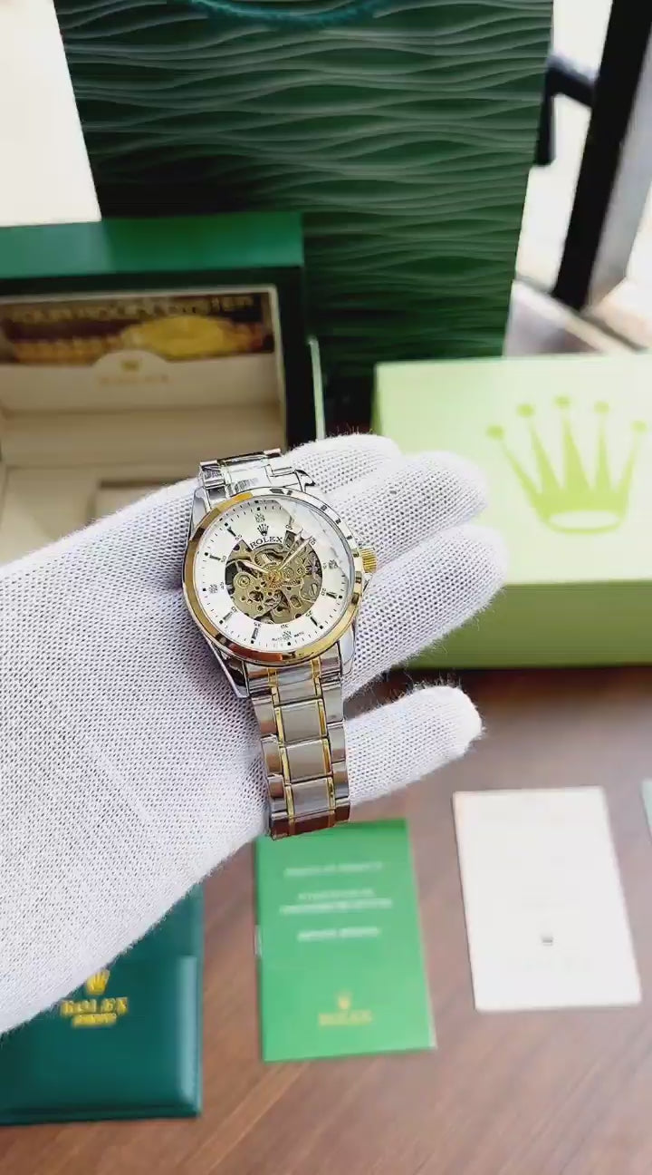 Rolex Automatic Silver Two-Tone White Dial Luxury Watch for Men
