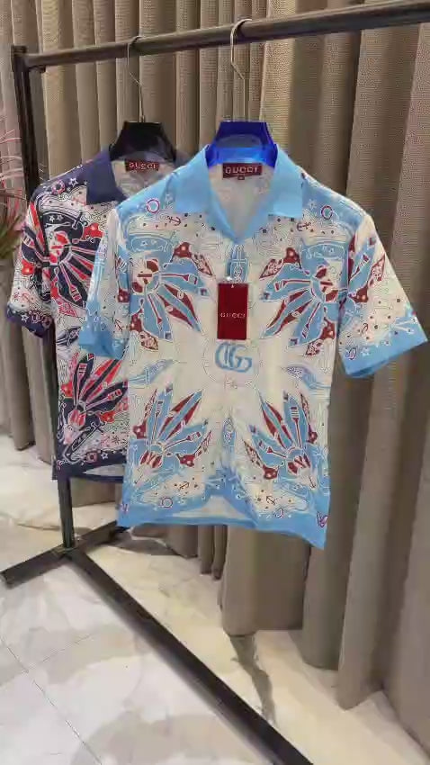 Gucci Premium Monogram Heritage Cuban Collar Printed Shirt