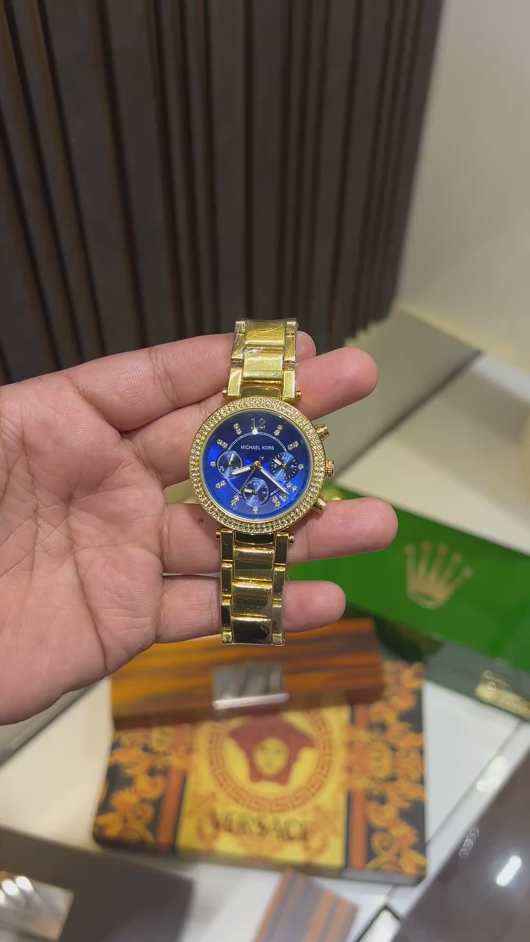 Michael Kors Chronograph Rose Gold Diamond Bezel Women's Luxury Watch