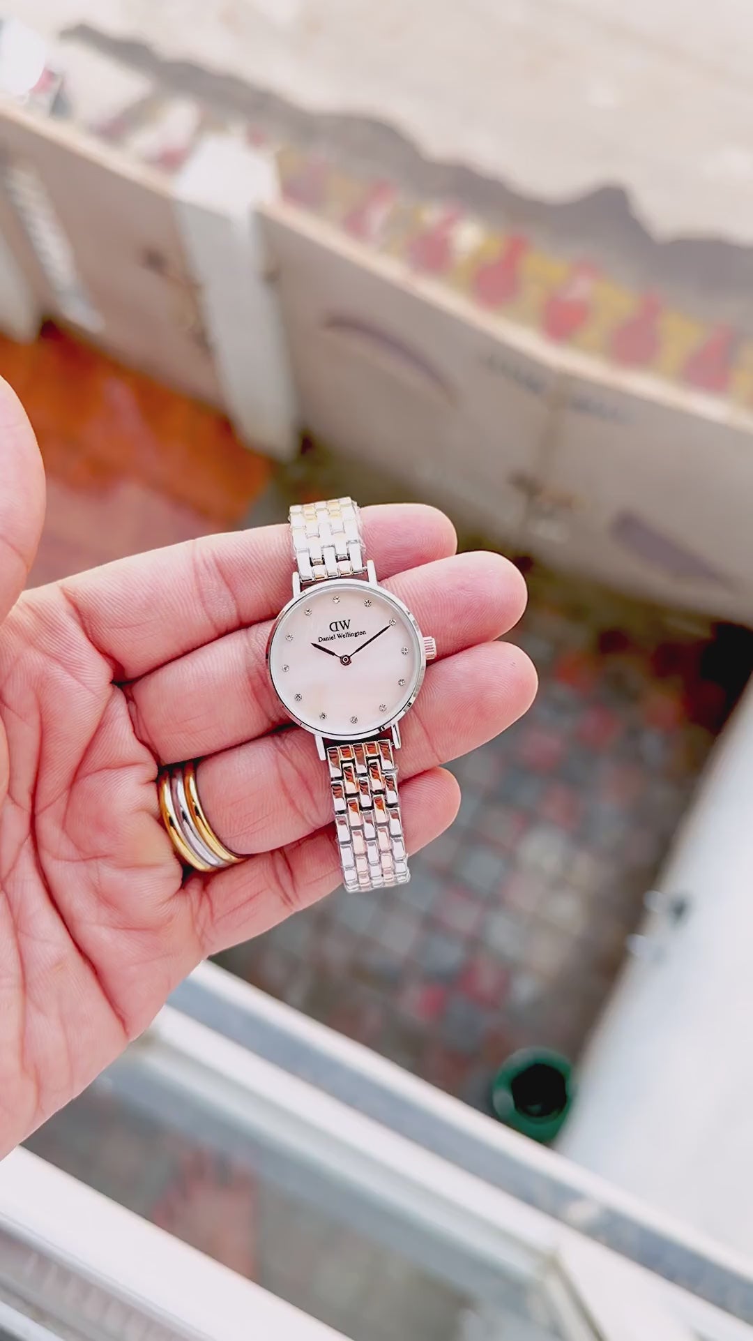 Daniel Wellington Petite Two-Tone Mother of Pearl Luxury Women's Watch