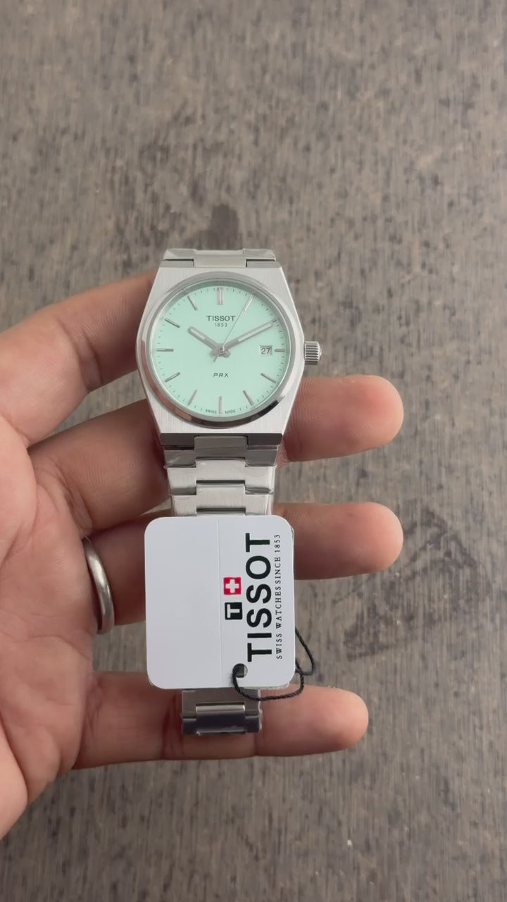 Tissot PRX Mint Green Dial Stainless Steel Women's Watch