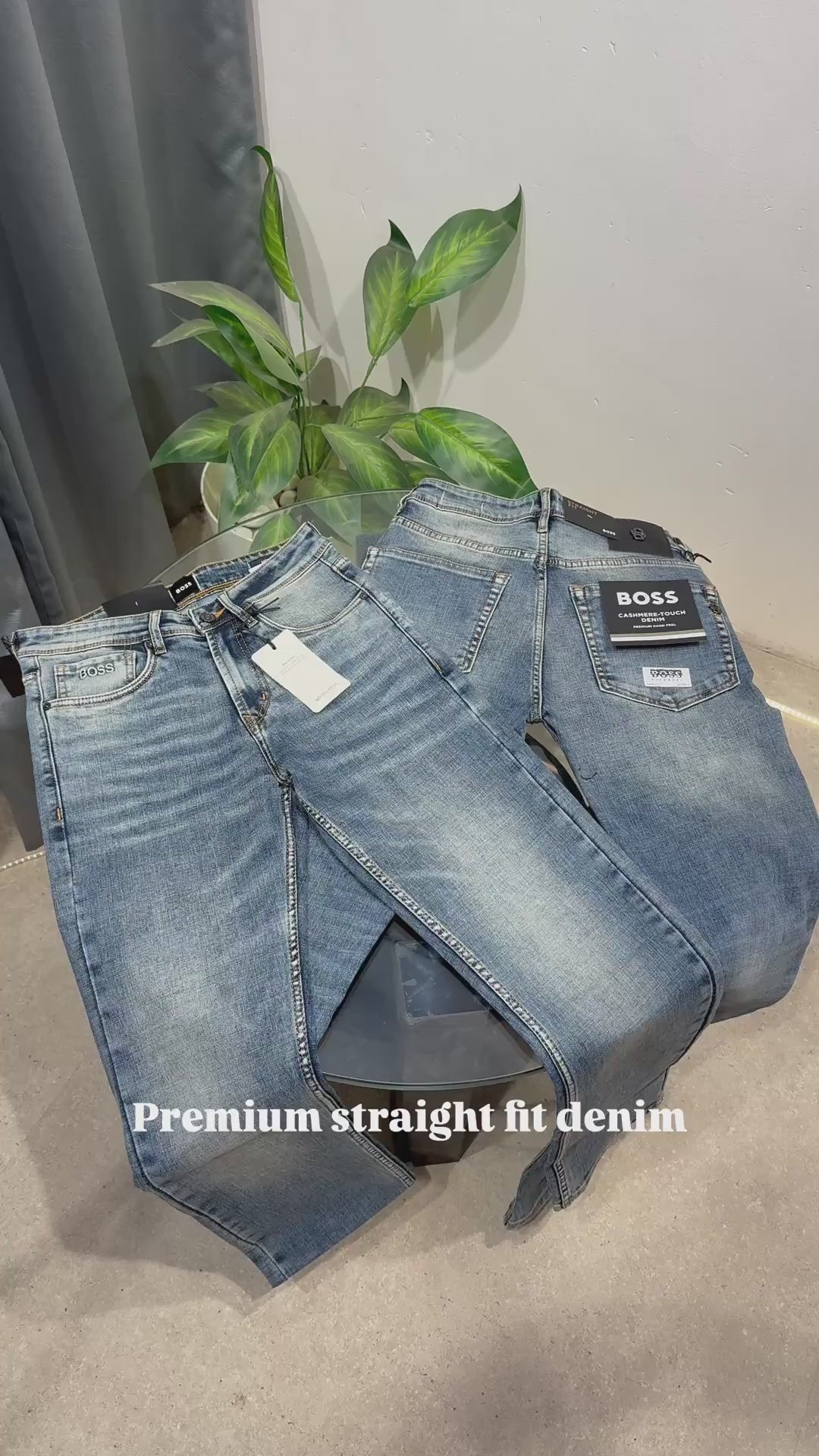 HUGO BOSS Premium Straight Fit Denim – Cashmere-Touch Imported Jeans