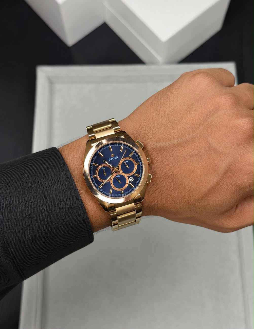 Rado HyperChrome Chronograph Rose Gold & Blue Dial Men's Watch