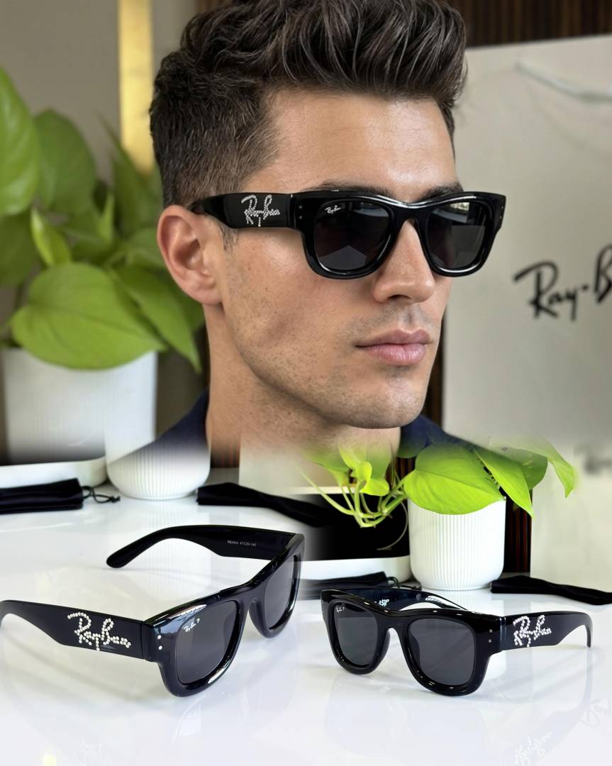 Ray-Ban x AWGE Special Edition Rhinestone Wayfarer Sunglasses in Gloss Black