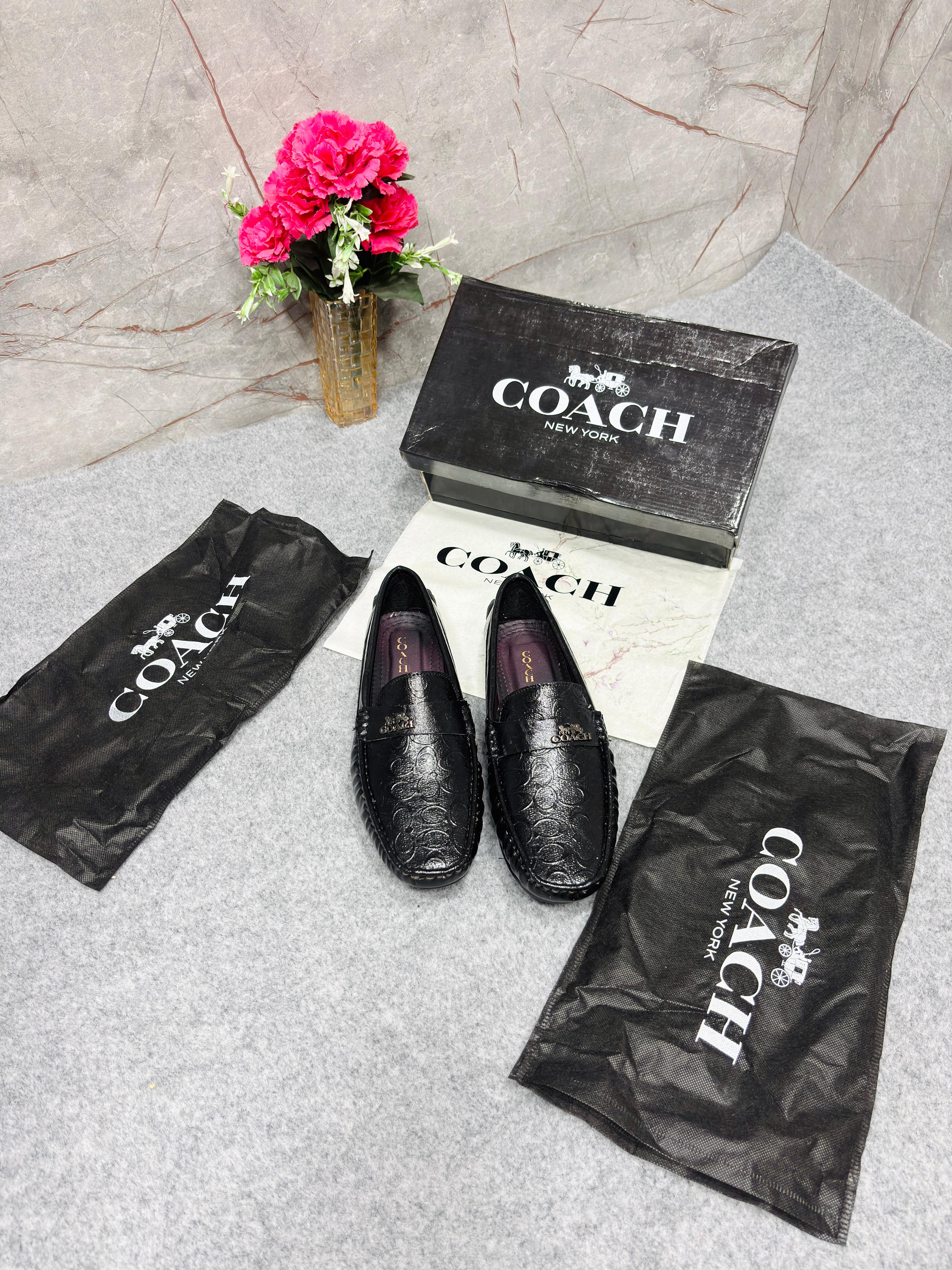 Coach Outlet Liam Luxury Monogram Leather Driving Loafers