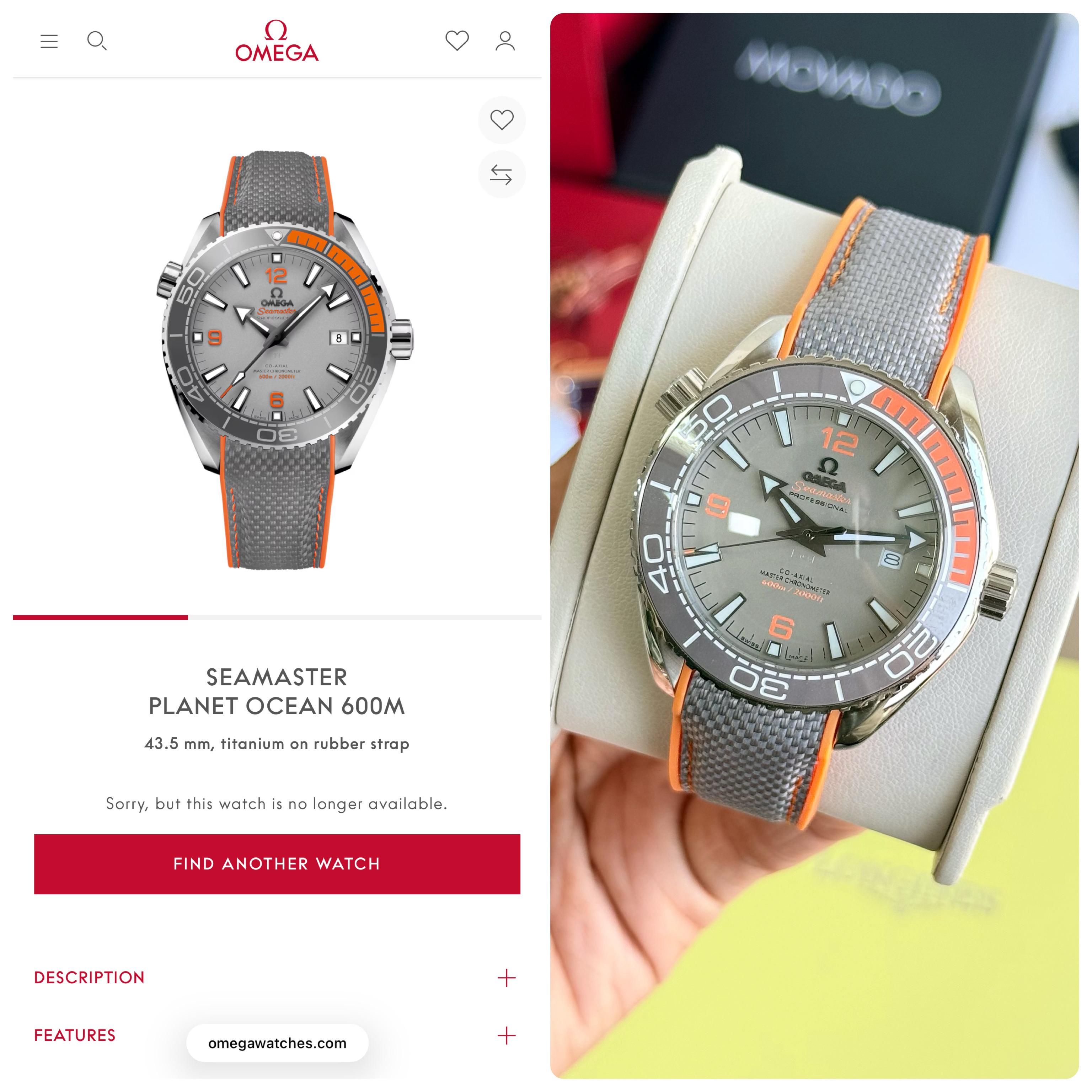 Omega Seamaster Planet Ocean 600M Co-Axial Automatic Black and Orange Luxury Watch