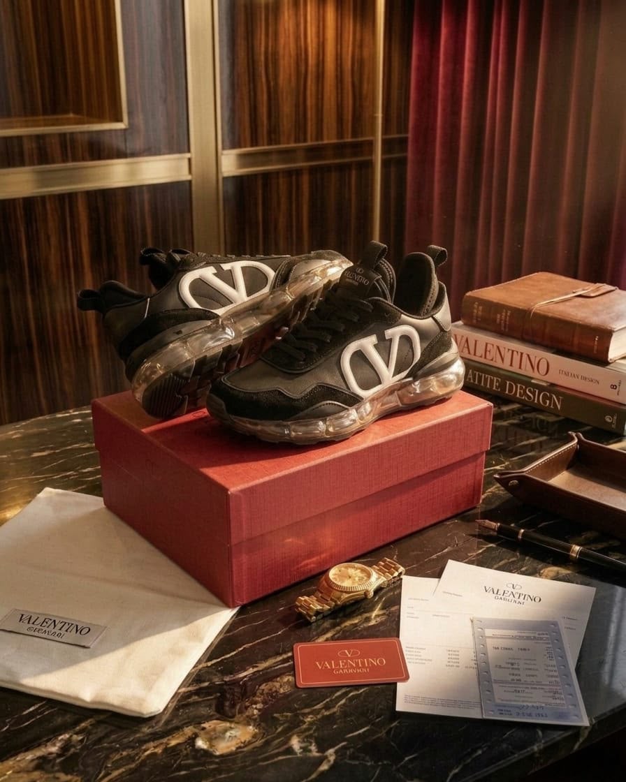 Valentino Garavani VLogo Pace Luxury Black Suede and Matte Sneakers