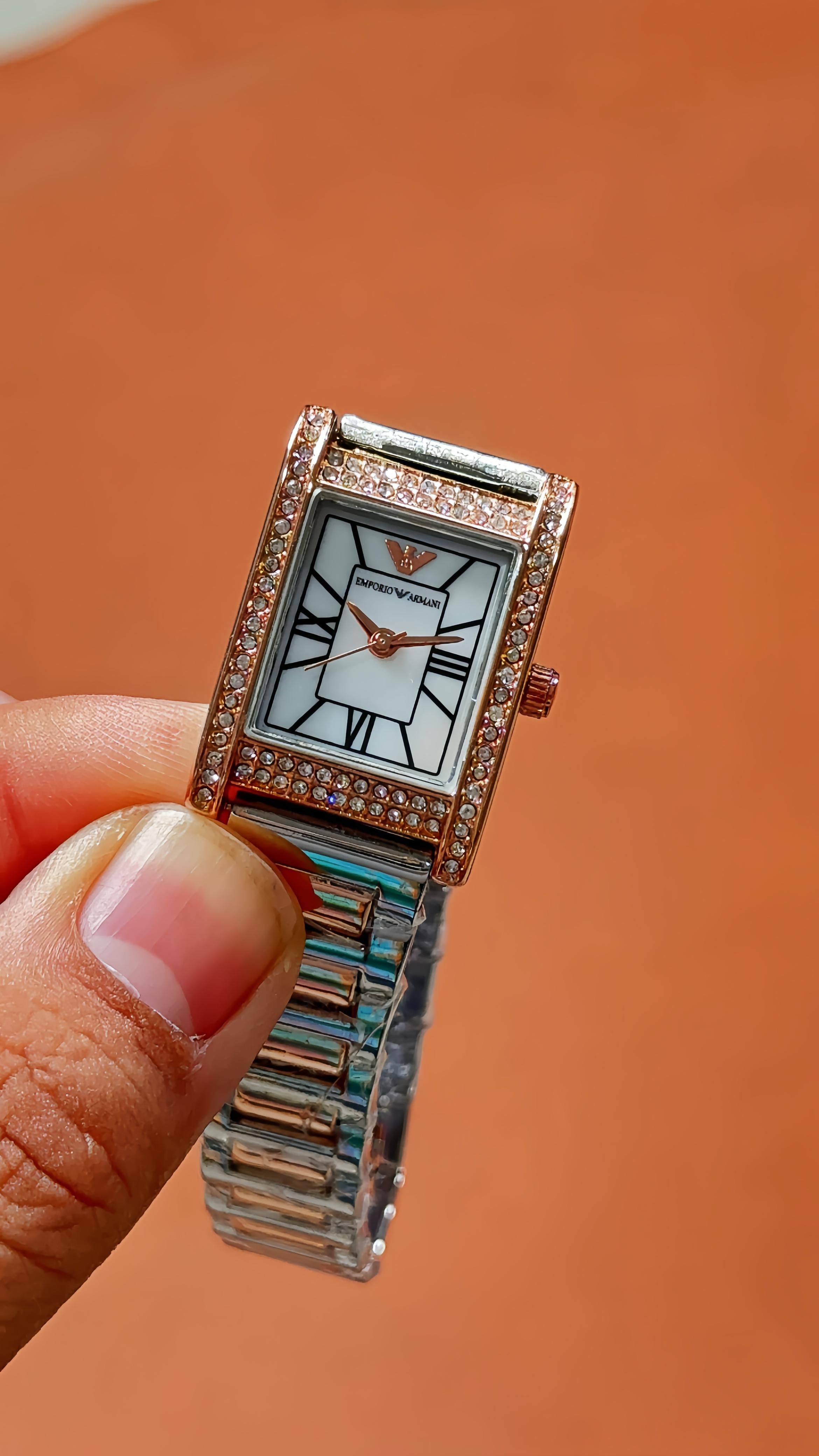 Emporio Armani Federica Two-Tone Diamond Bezel Luxury Women's Watch