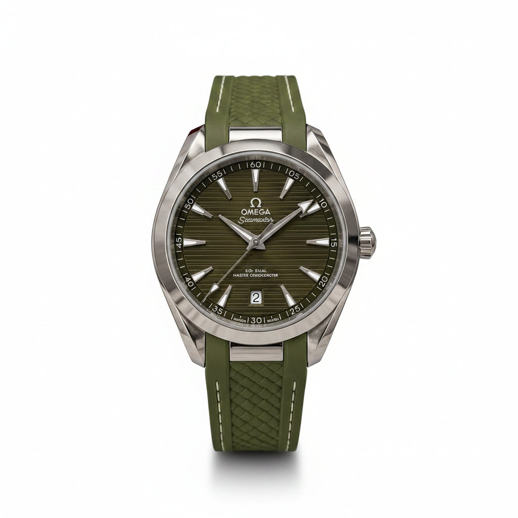 Omega Seamaster Aqua Terra 150M Co-Axial Automatic Green Dial Rubber Strap Men's Watch