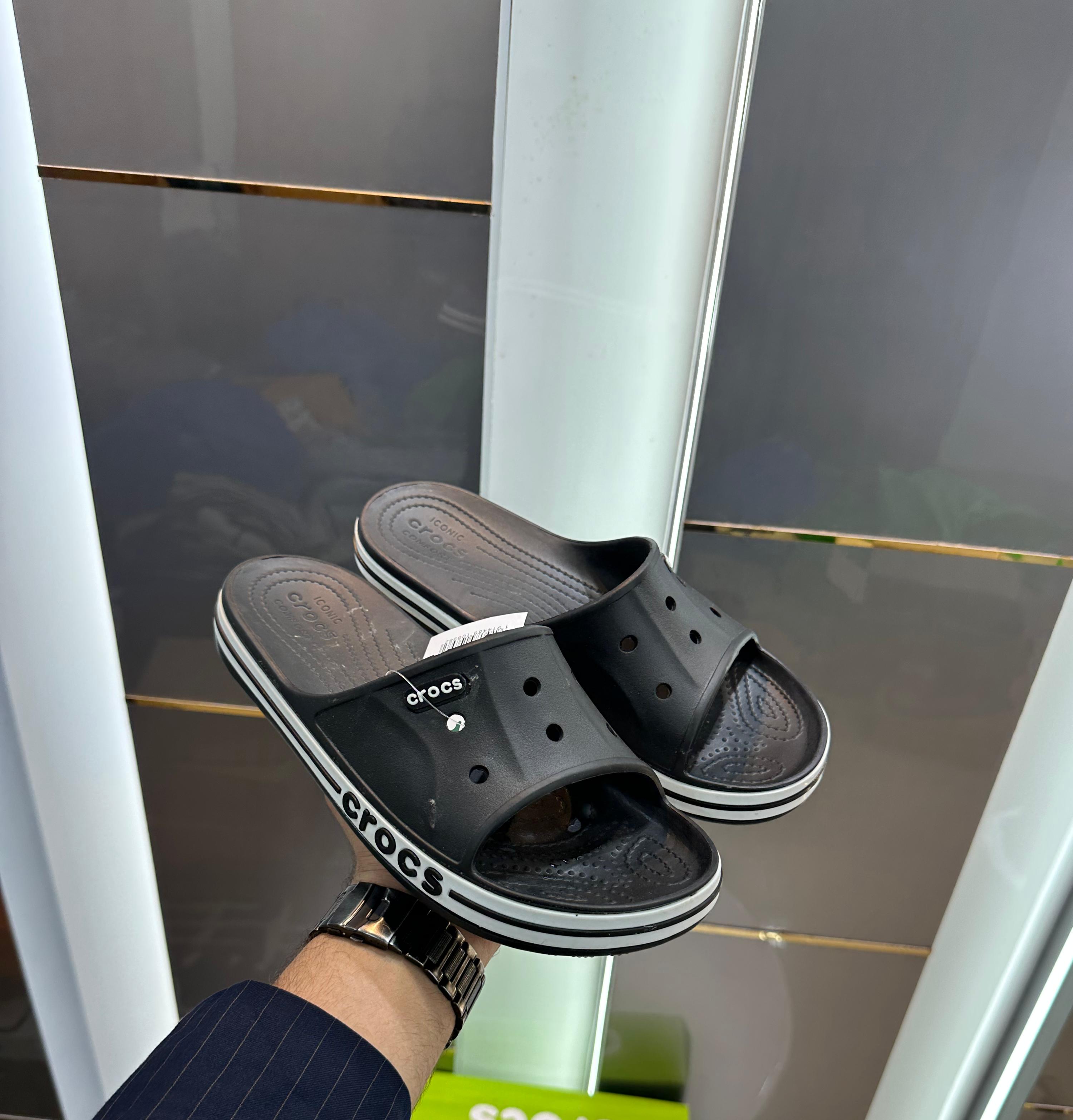 Crocs Bayaband Premium Black White Luxury Comfort Slides