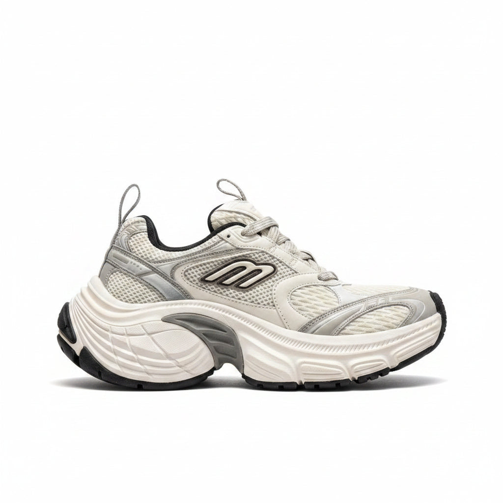 Balenciaga 10XL Iconic Mesh and Metallic Chunky Sneakers in White and Silver