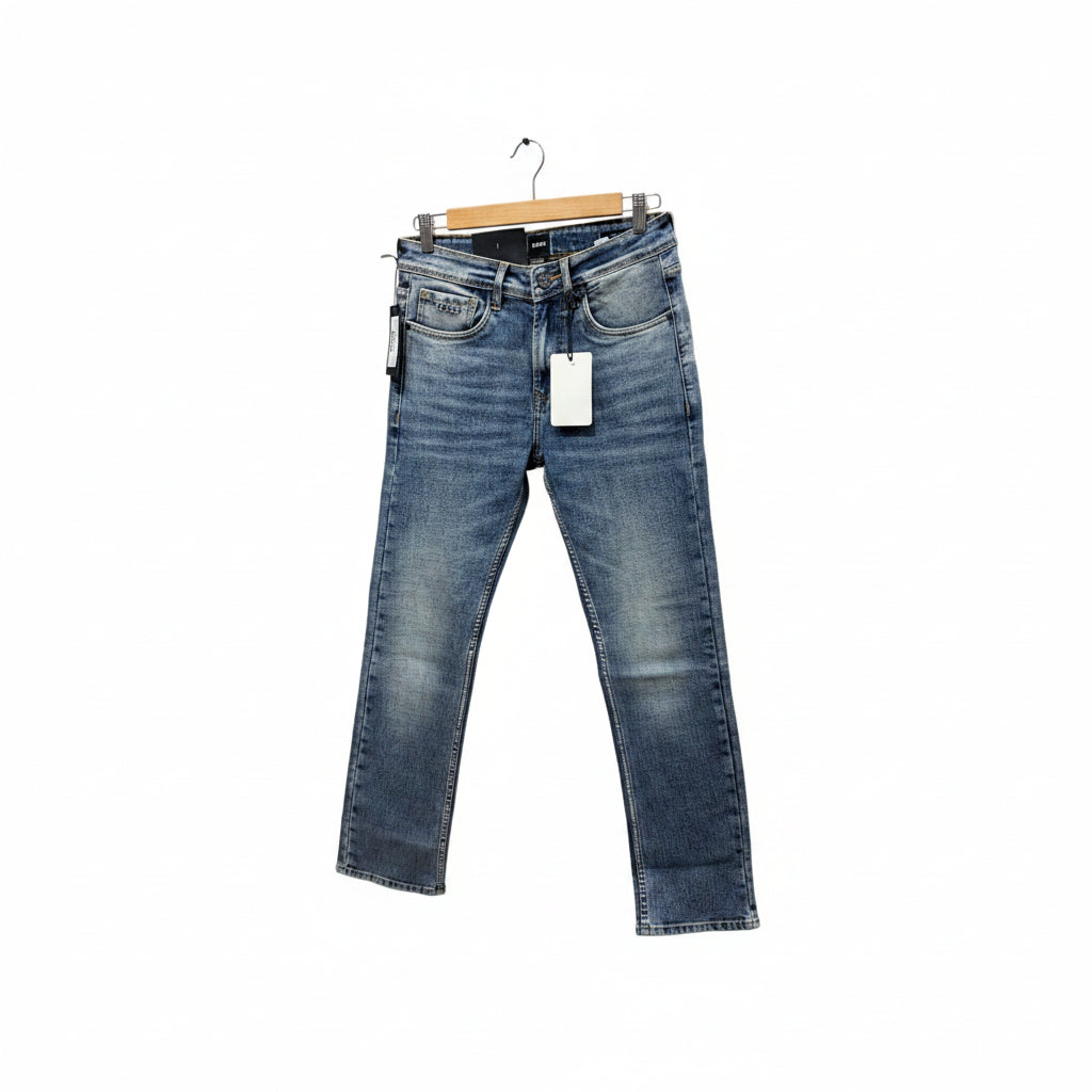 HUGO BOSS Premium Straight Fit Denim – Cashmere-Touch Imported Jeans