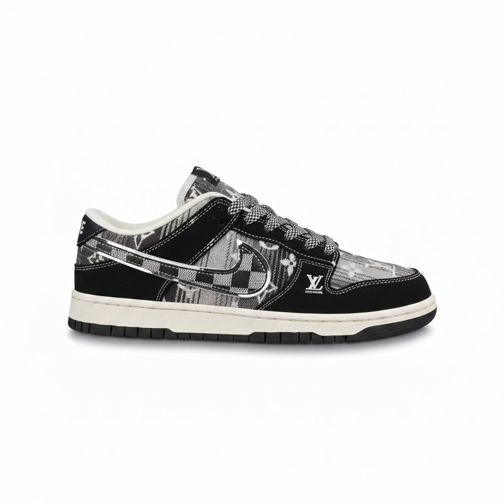 Nike Dunk Low x Louis Vuitton ‘Monogram Noir’ Premium Custom Sneakers – Ultimate Luxury Streetwear Skateboard Shoes