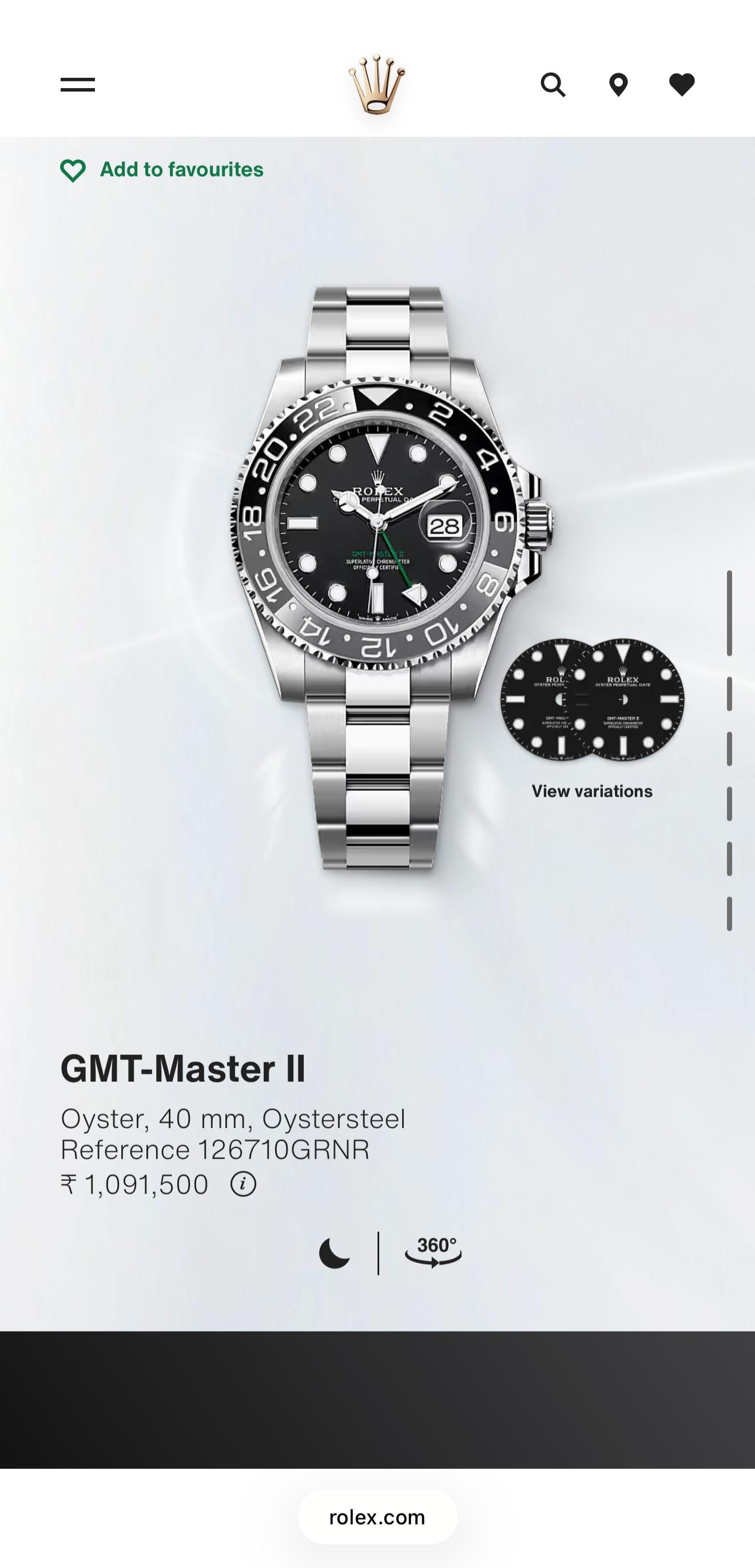 Rolex GMT-Master II 'Sprite' Green and Black Ceramic Automatic Men's Watch
