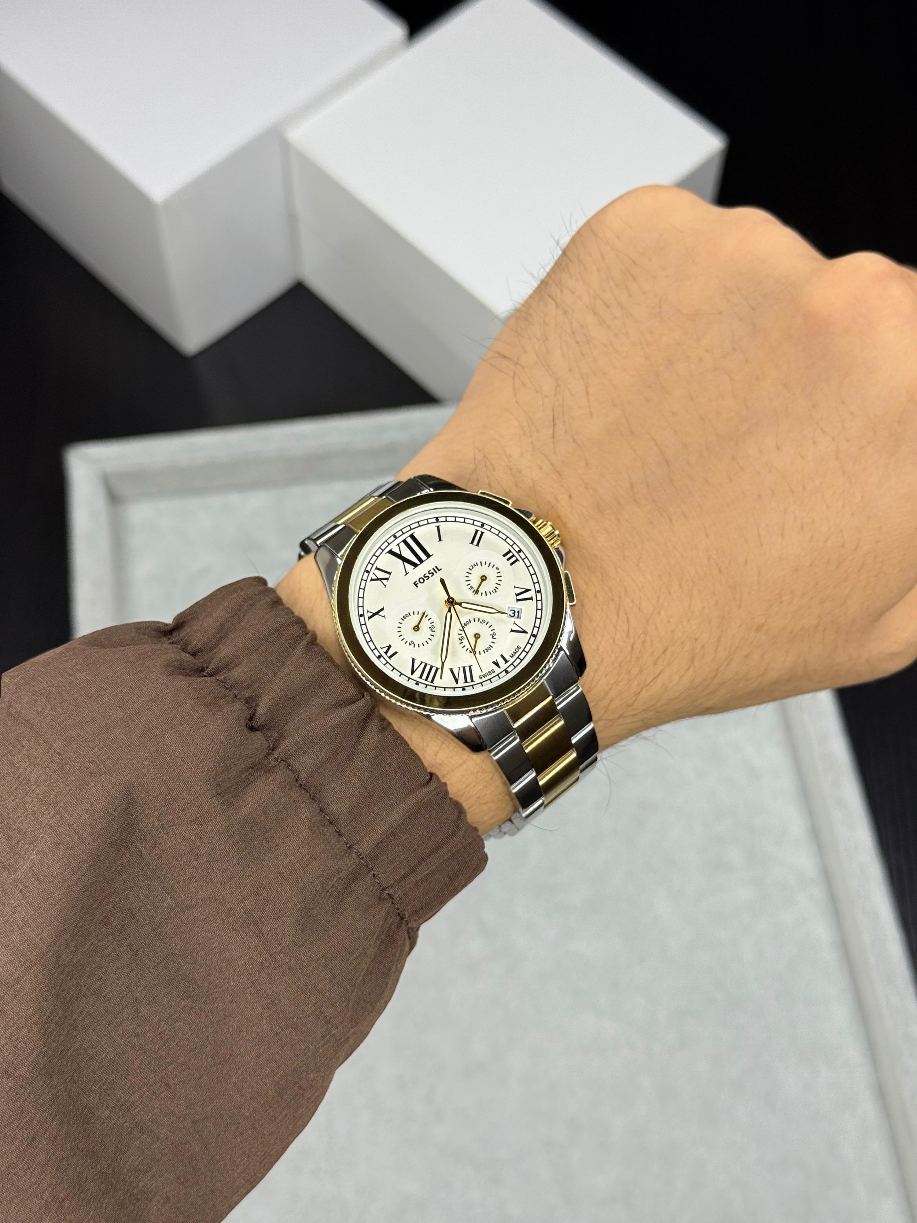 Fossil Grant Chronograph Two-Tone Silver & Gold Men's Watch