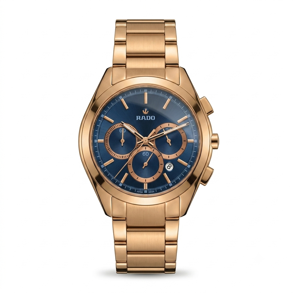 Rado HyperChrome Chronograph Rose Gold & Blue Dial Men's Watch