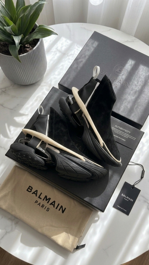 Balmain Unicorn High-Top Sock Luxury Futuristic Sneakers in Black and Cream