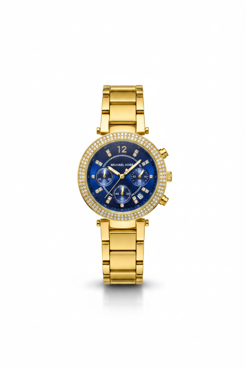 Michael Kors Chronograph Rose Gold Diamond Bezel Women's Luxury Watch