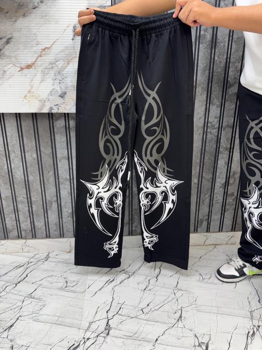 GenZ Premium Imported Lower – Silver Tribal Graphic Print Black Edition