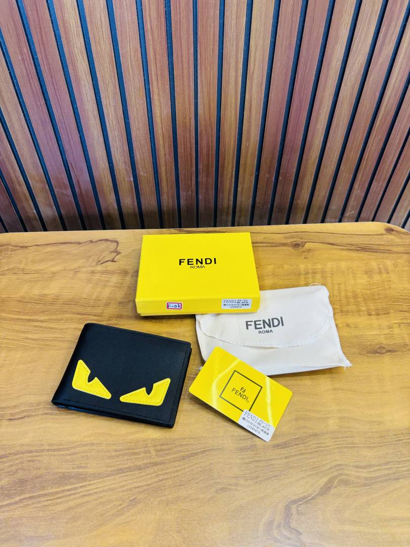 Fendi FF Monogram Motif Leather Premium Bi-Fold Men's Wallet