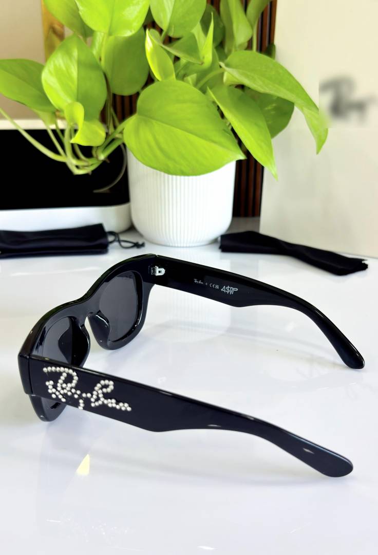 Ray-Ban x AWGE Special Edition Rhinestone Wayfarer Sunglasses in Gloss Black
