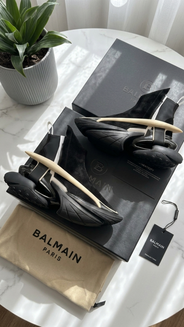 Balmain Unicorn High-Top Sock Luxury Futuristic Sneakers in Black and Cream
