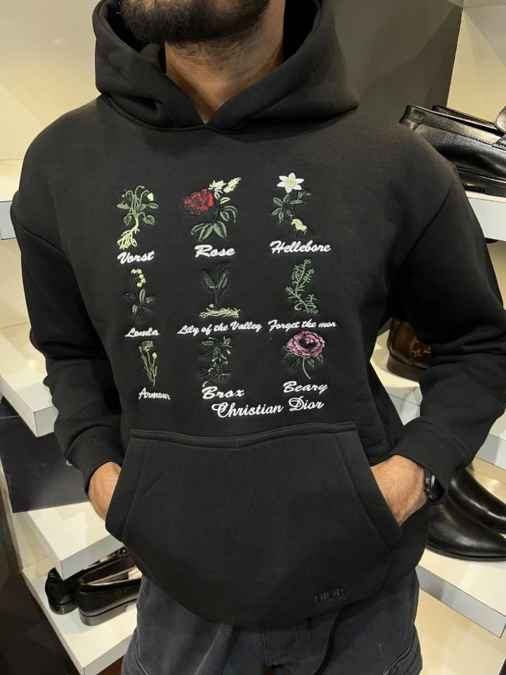 Christian Dior Premium Botanical Embroidered Hoodie – Imported Edition