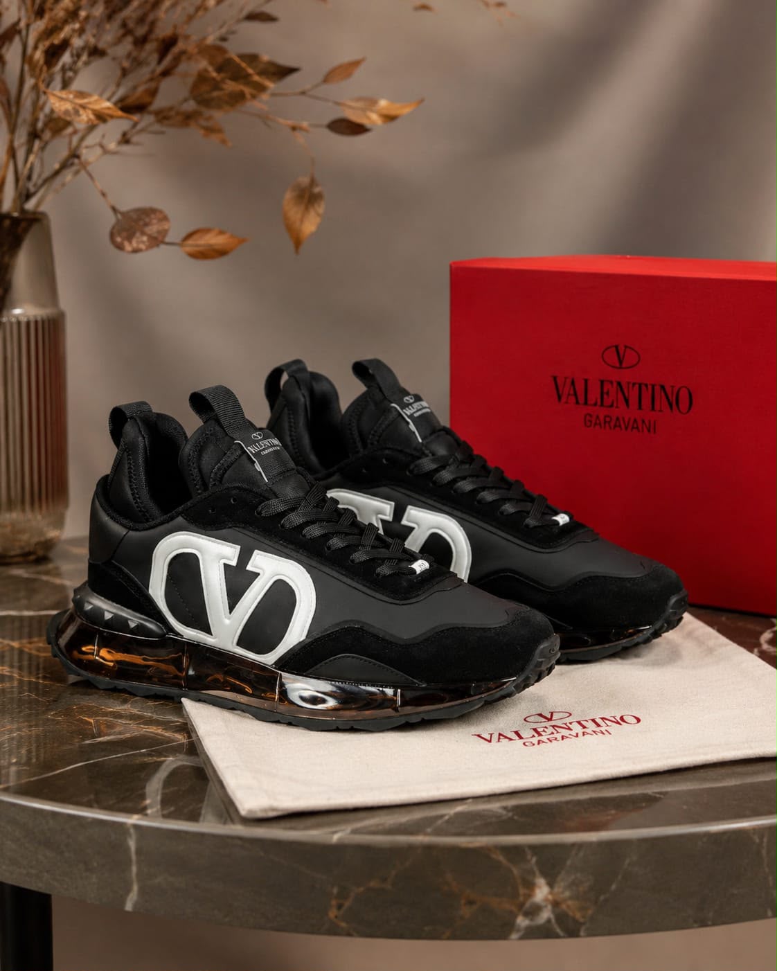 Valentino Garavani VLogo Pace Luxury Black Suede and Matte Sneakers