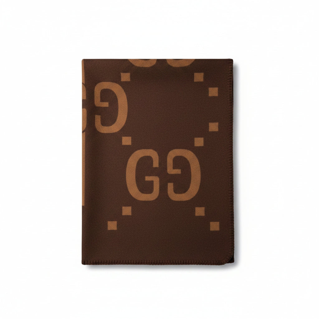Gucci GG Supreme Reversible Wool Blend Scarf in Ebony and Beige