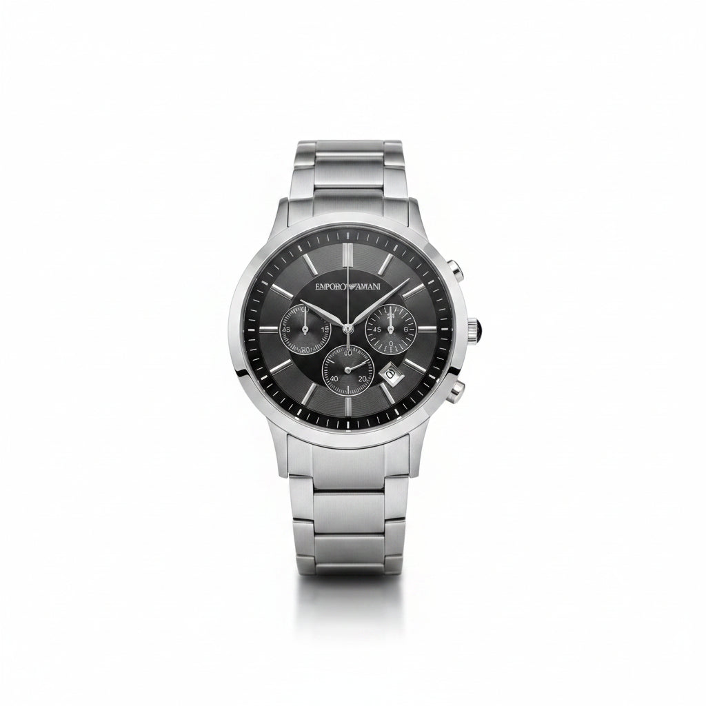 Emporio Armani Renato Chronograph Black Dial Men's Stainless Steel Watch