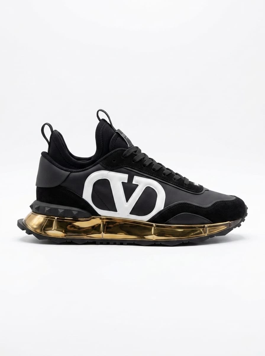 Valentino Garavani VLogo Pace Luxury Black Suede and Matte Sneakers