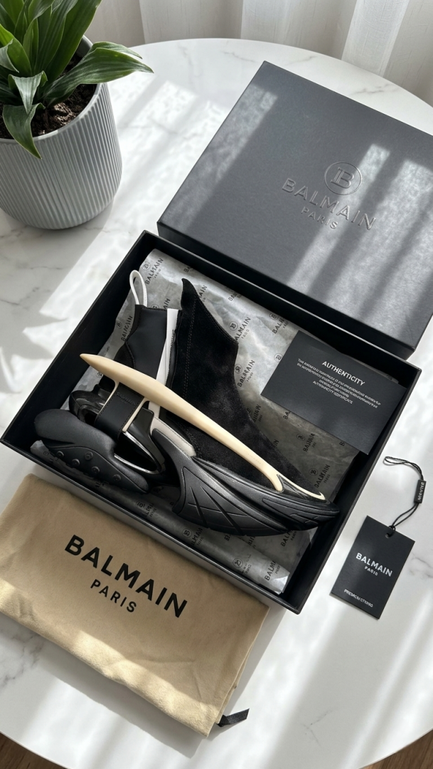 Balmain Unicorn High-Top Sock Luxury Futuristic Sneakers in Black and Cream
