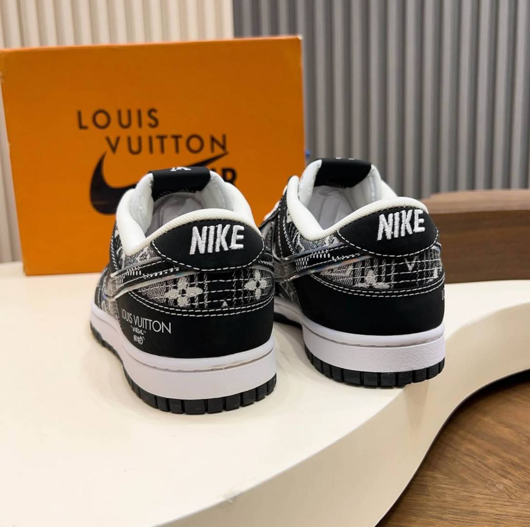 Nike Dunk Low x Louis Vuitton ‘Monogram Noir’ Premium Custom Sneakers – Ultimate Luxury Streetwear Skateboard Shoes