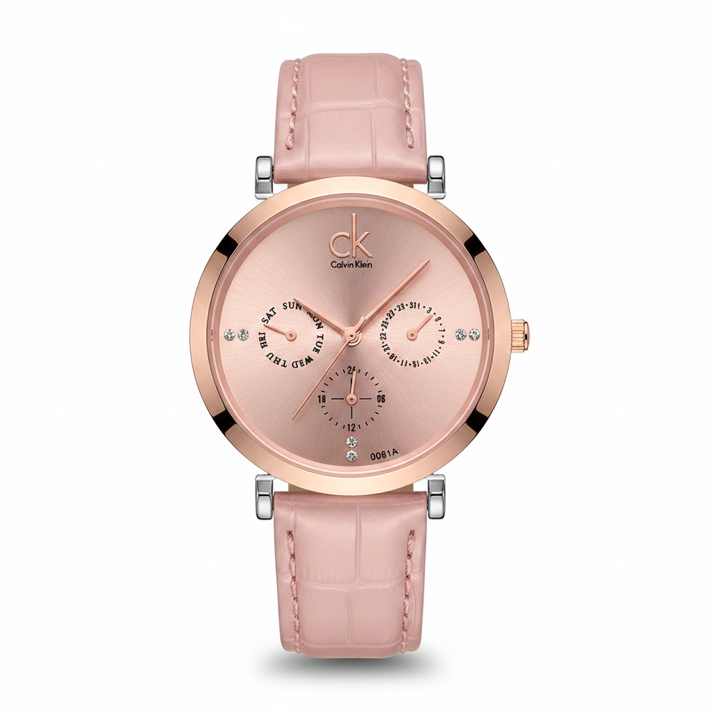 Calvin Klein Multi-Function Rose Gold Transparent Strap Ladies Watch