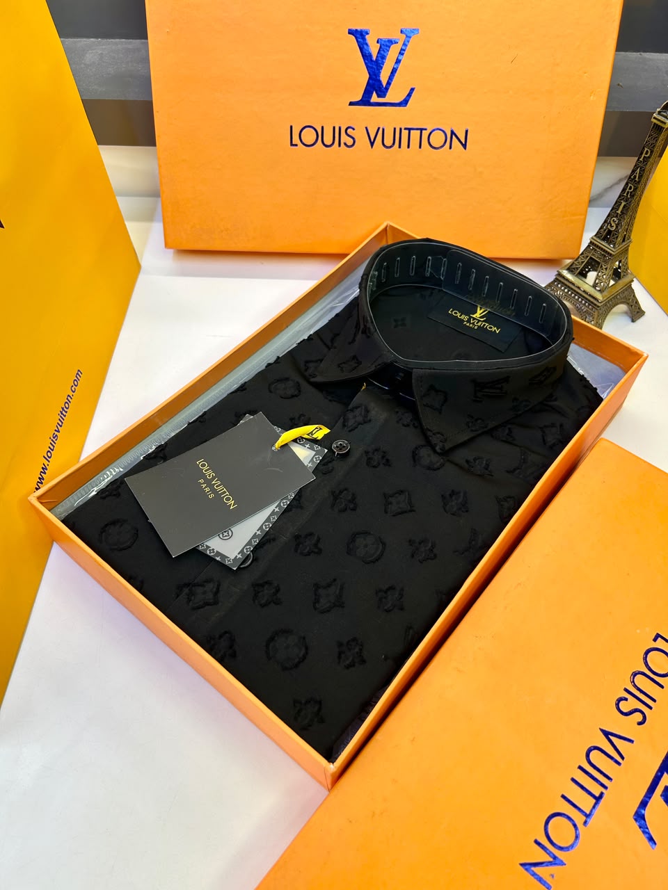 Louis Vuitton Imported Premium Shirt With Original Box Packing – LV Monogram Embossed Edition