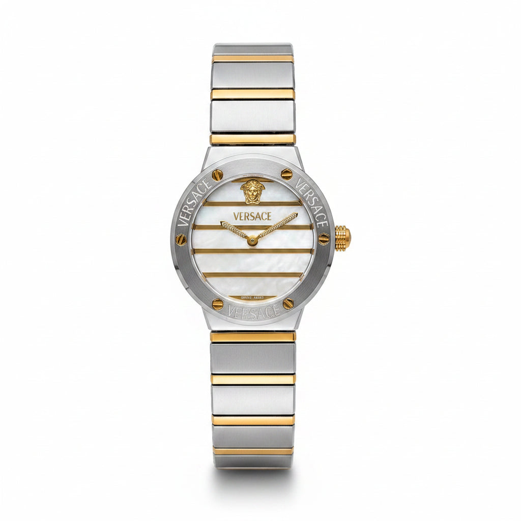 Versace Greca Logo Pearl Two-Tone Stainless Steel Women's Luxury Watch