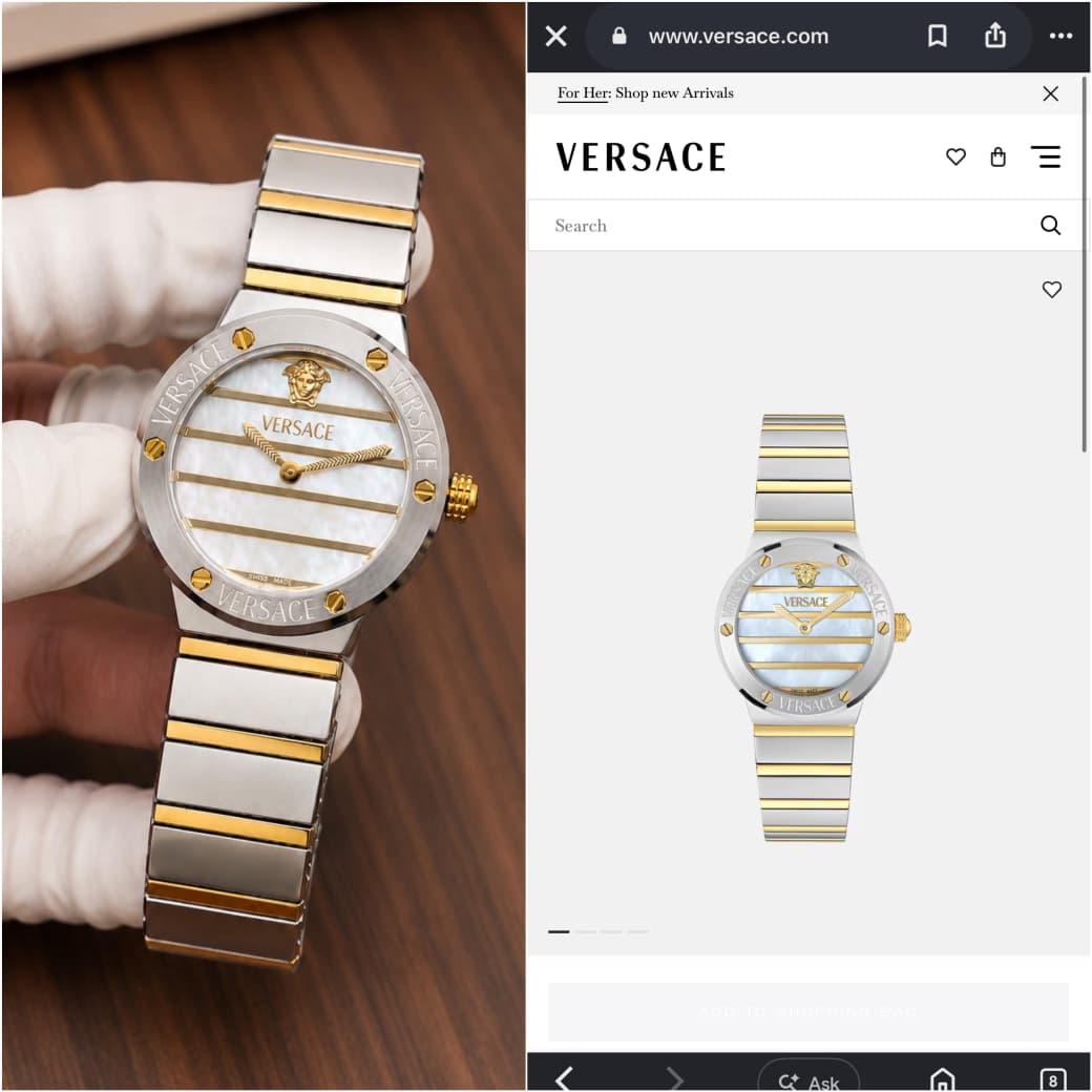 Versace Greca Logo Pearl Two-Tone Stainless Steel Women's Luxury Watch