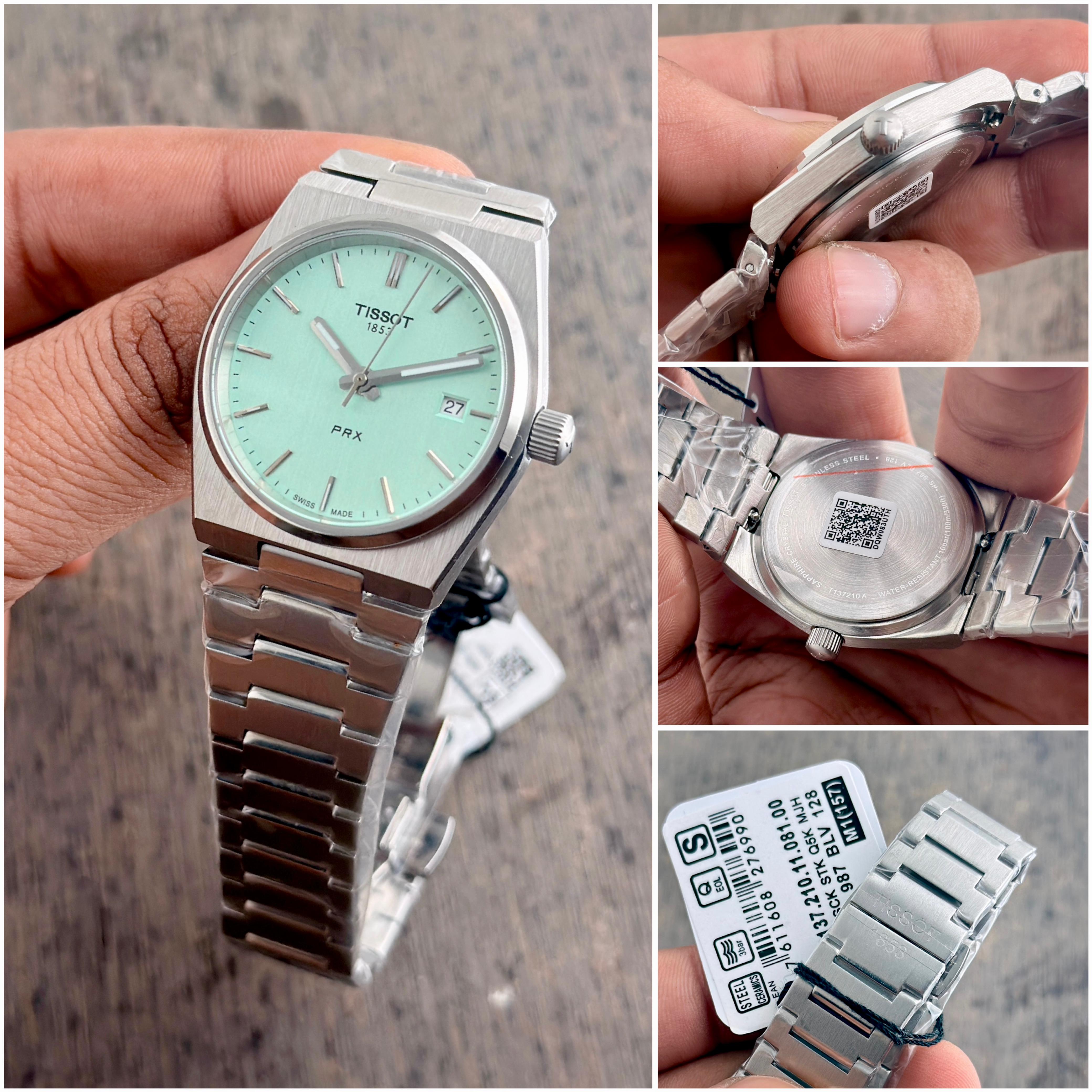 Tissot PRX Mint Green Dial Stainless Steel Women's Watch