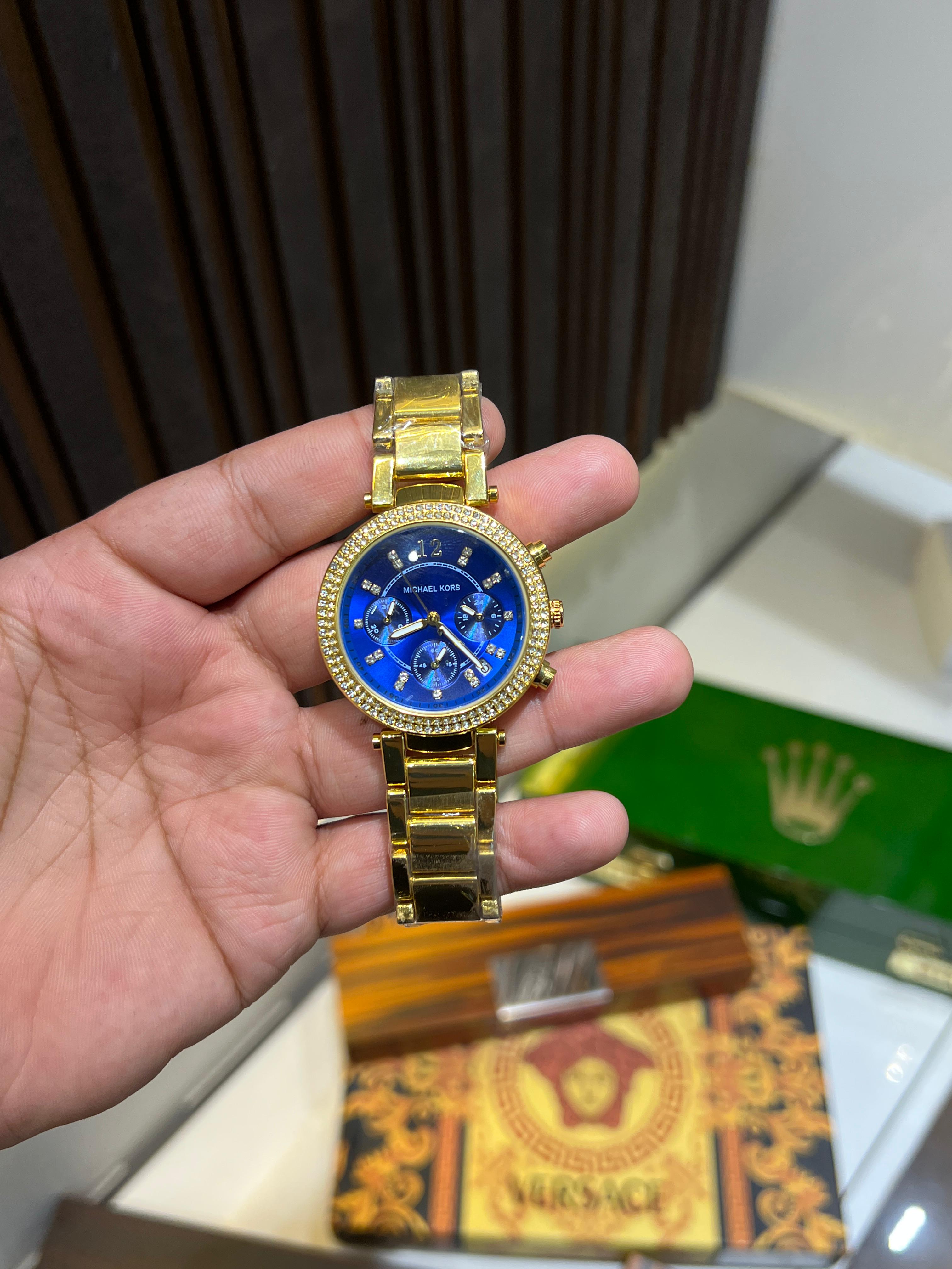 Michael Kors Chronograph Rose Gold Diamond Bezel Women's Luxury Watch