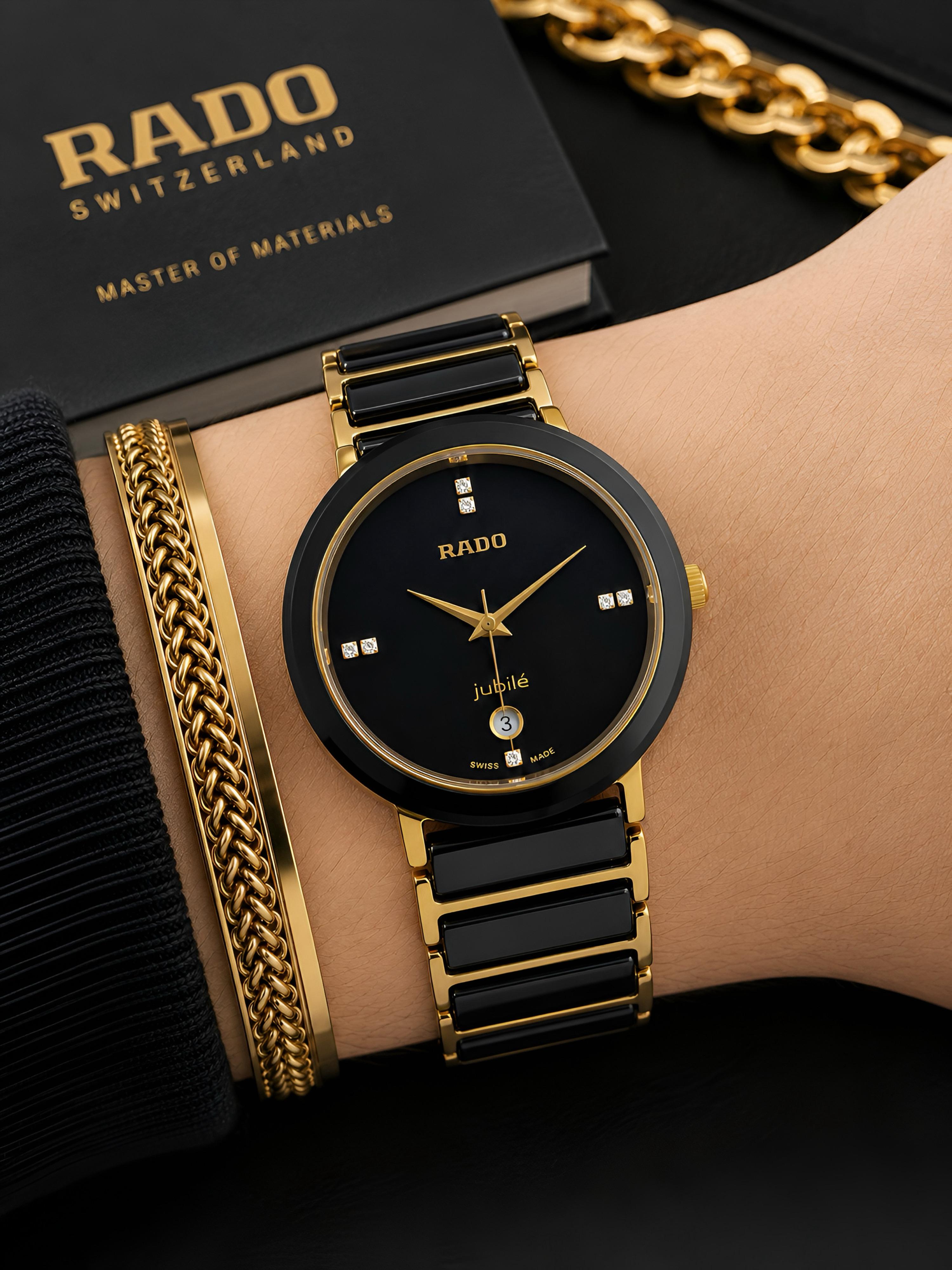 Rado Jubilé Black Ceramic Gold Luxury Women's Watch