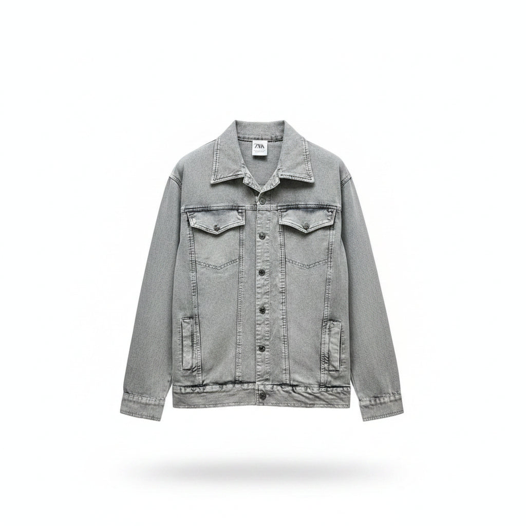 Za.ra Men's Luxury Tinted Heritage Denim Jacket – Premium Overdyed Comfort-Stretch Trucker