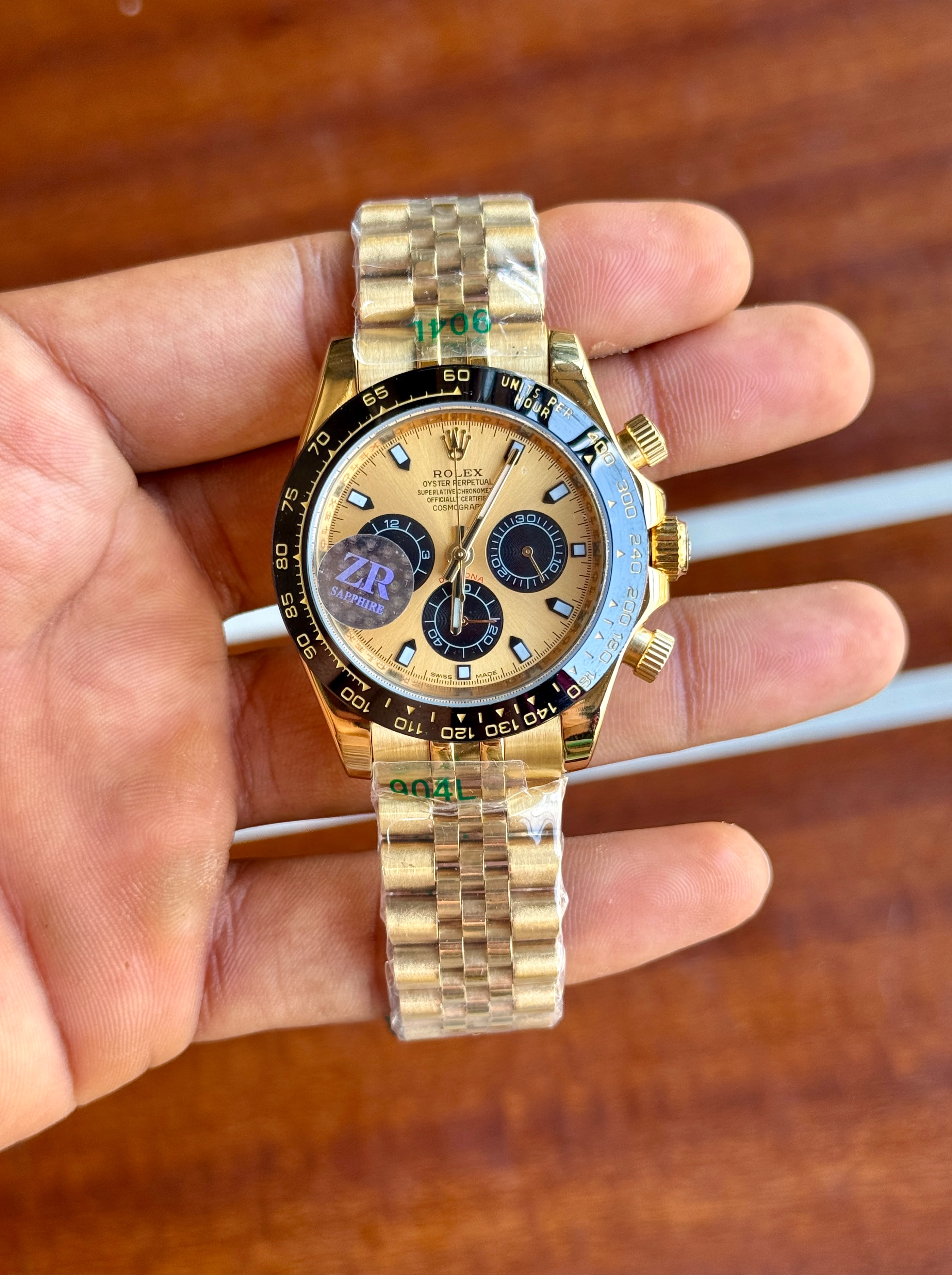 Rolex Cosmograph Daytona Gold Dial Stainless Steel Luxury Men's Watch