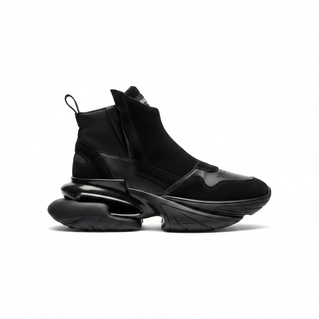 Balmain Unicorn High-Top Sock Luxury Futuristic Sneakers in Black and Cream